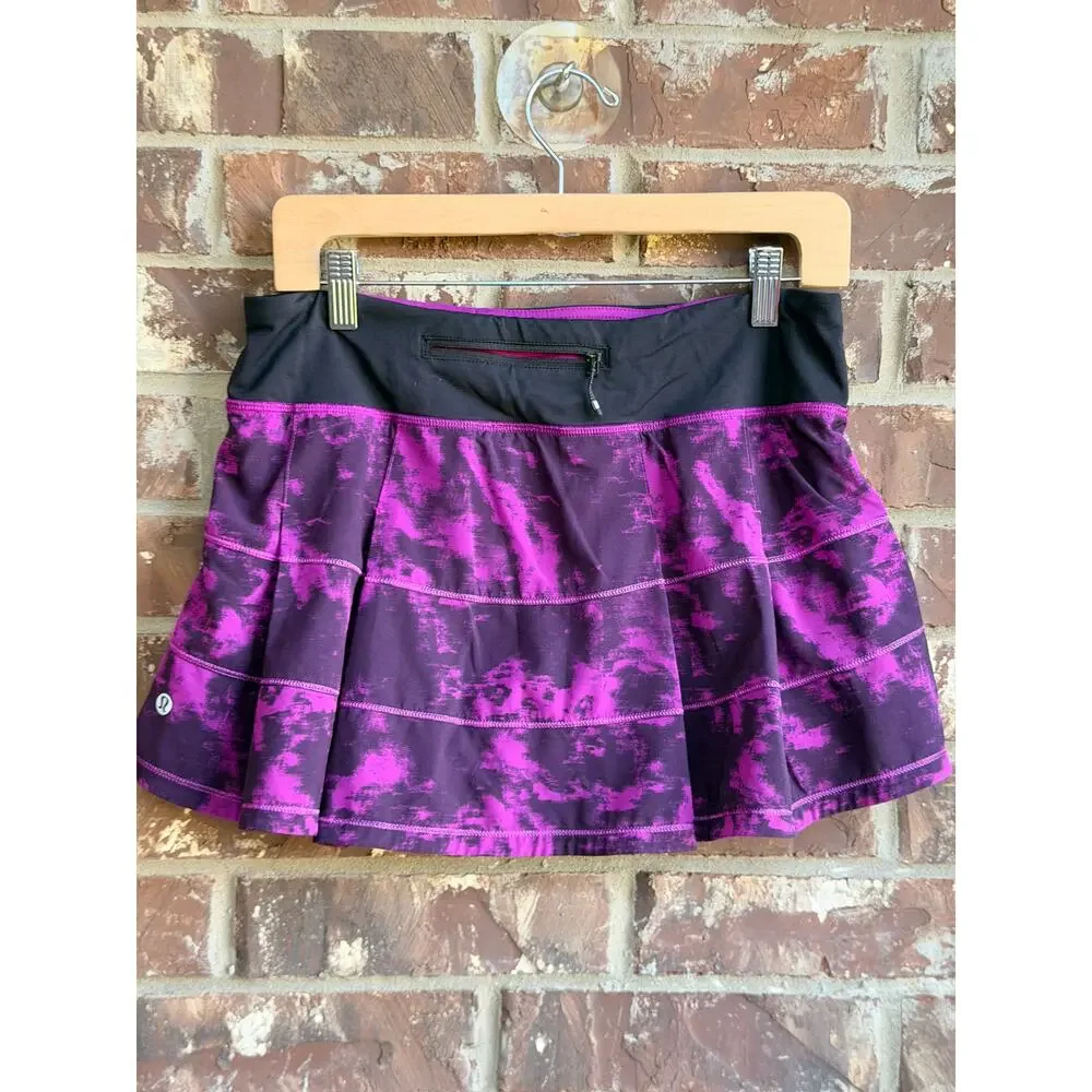Lululemon Pace Setter Skort Purple Black Print Size 8